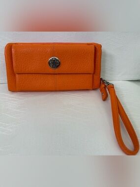 Stella & Max Orange Wristlet Wallet Clutch Pink Interior